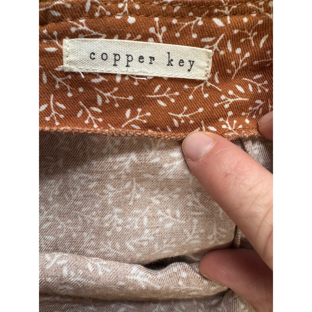 Copper Key Wrap Skirt Womens Large Brown Floral CJ6238LW Side Tie Rayon - Picture 7 of 9